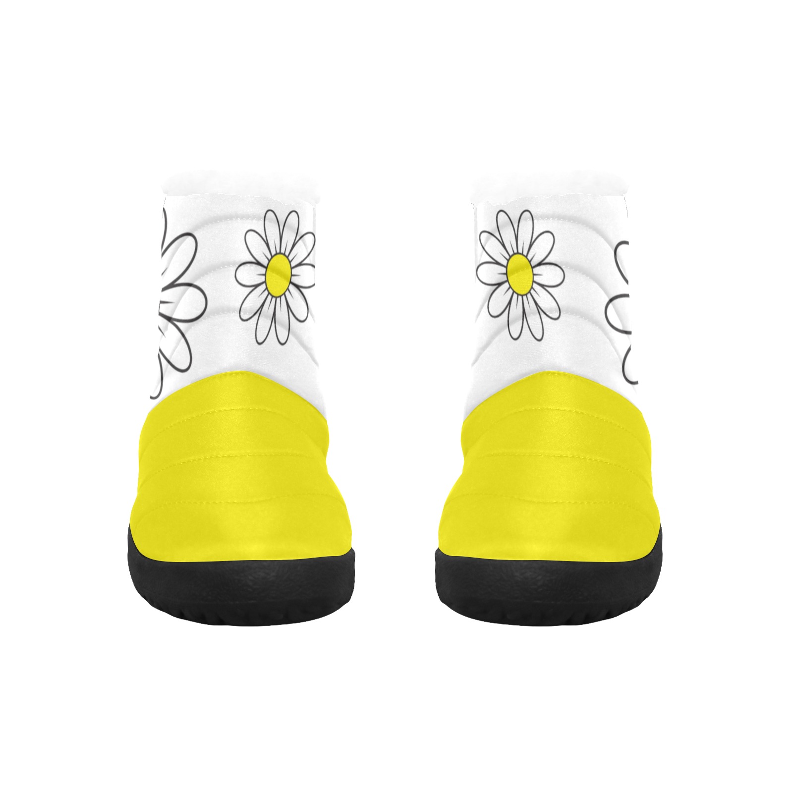 Daisy and yellow Women's Cotton-Padded Shoes (Model 19291)