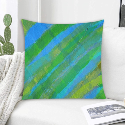 Watercolor Greens and blues Custom Zippered Pillow Cases 20"x20" (Two Sides)