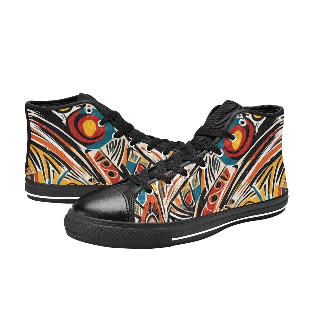 Stunning abstract art on a tribal theme. Men’s Classic High Top Canvas Shoes (Model 017)