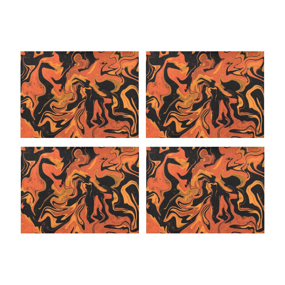 abstract orange and black Placemat 14’’ x 19’’ (Set of 4)