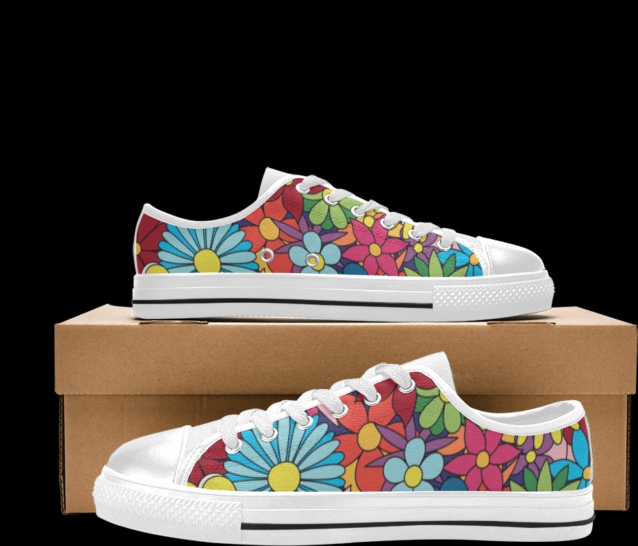 Hippy Flower Power Men's Classic Canvas Shoes (Model 018)