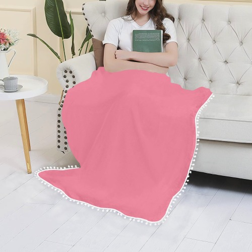 Bubblegum Pom Pom Fringe Blanket 40"x50"