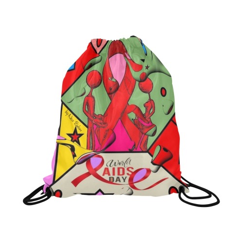 Aids World Day by Nico Bielow Large Drawstring Bag Model 1604 (Twin Sides)  16.5"(W) * 19.3"(H)