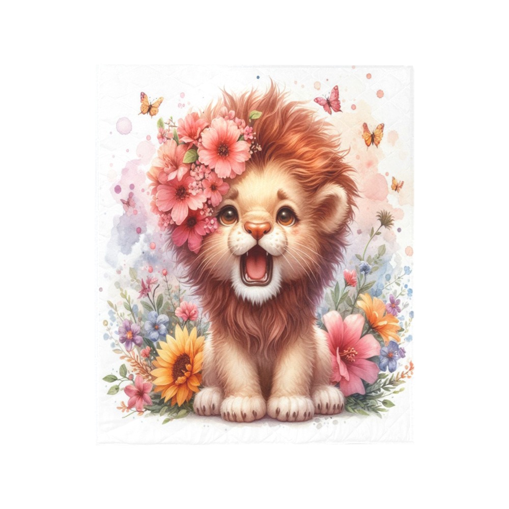 Watercolor Lion 1 Quilt 50"x60"