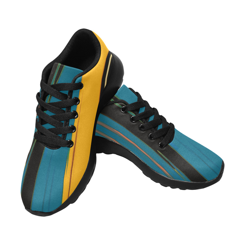 Black Turquoise And Orange Go! Abstract Art Kid's Running Shoes (Model 020)
