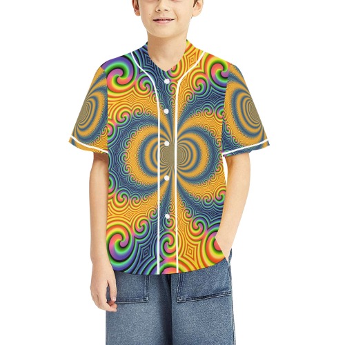 Psychedelic All Over Print Baseball Jersey for Kids (Model T50)