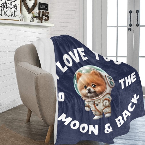 Pomeranian Love You To The Moon & Back (N) Ultra-Soft Micro Fleece Blanket 70''x80''