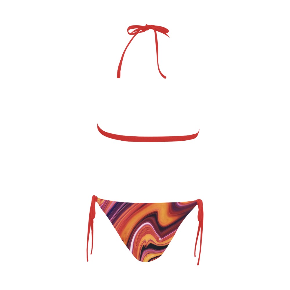 Molten Lava Buckle Front Halter Bikini Swimsuit (Model S08)