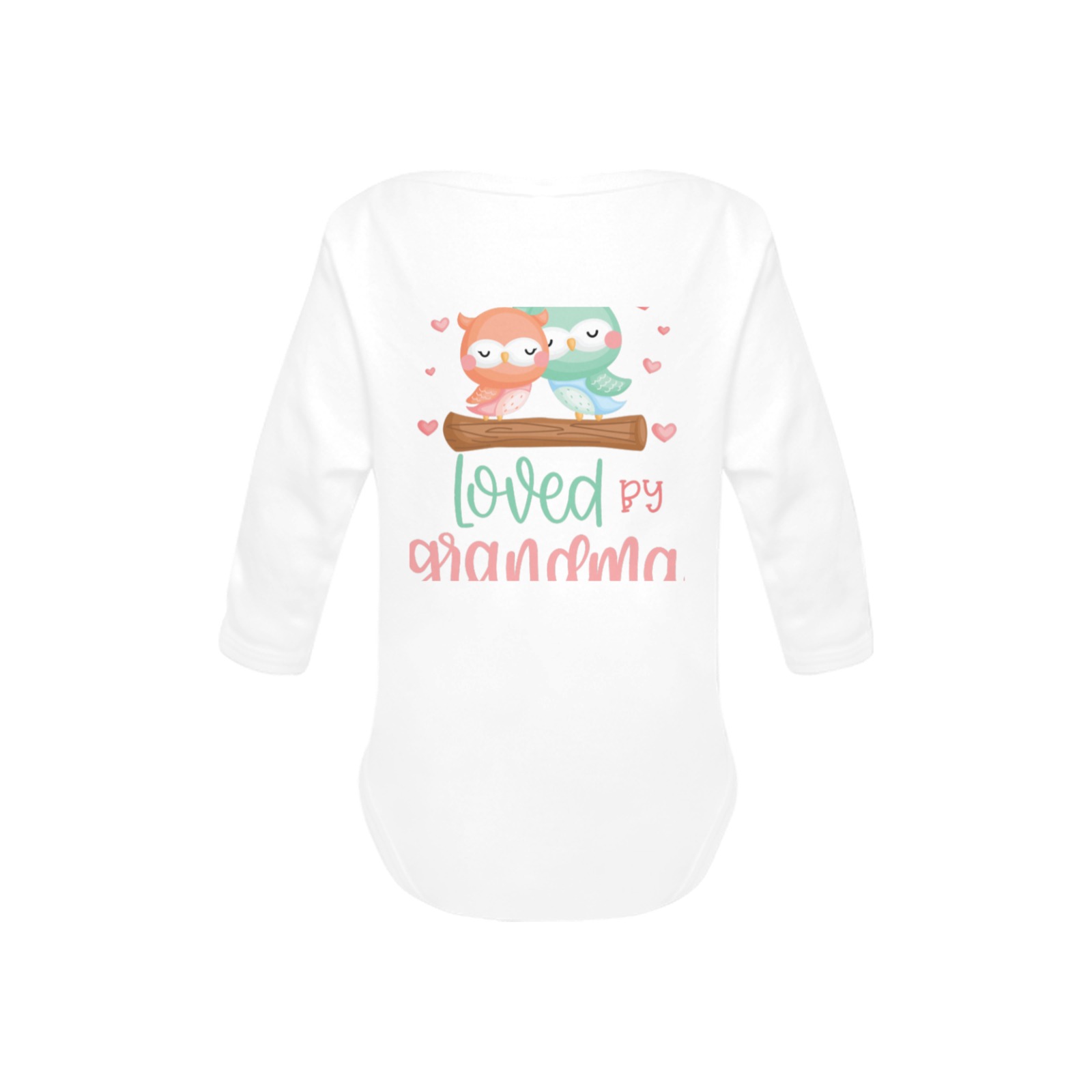 Loved By Grandma with Adorable Owls Baby Powder Organic Long Sleeve One Piece (Model T27)
