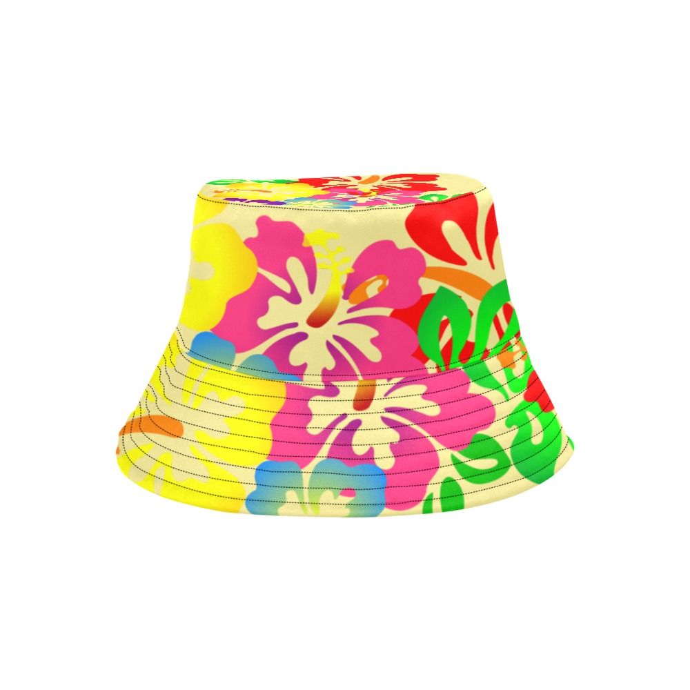 Hibiscus Hawaiian Flowers / Yellow All Over Print Bucket Hat