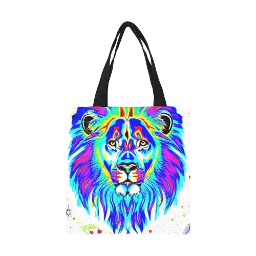The Lion Blue Rainbow All Over Print Canvas Tote Bag/Small (Model 1697)
