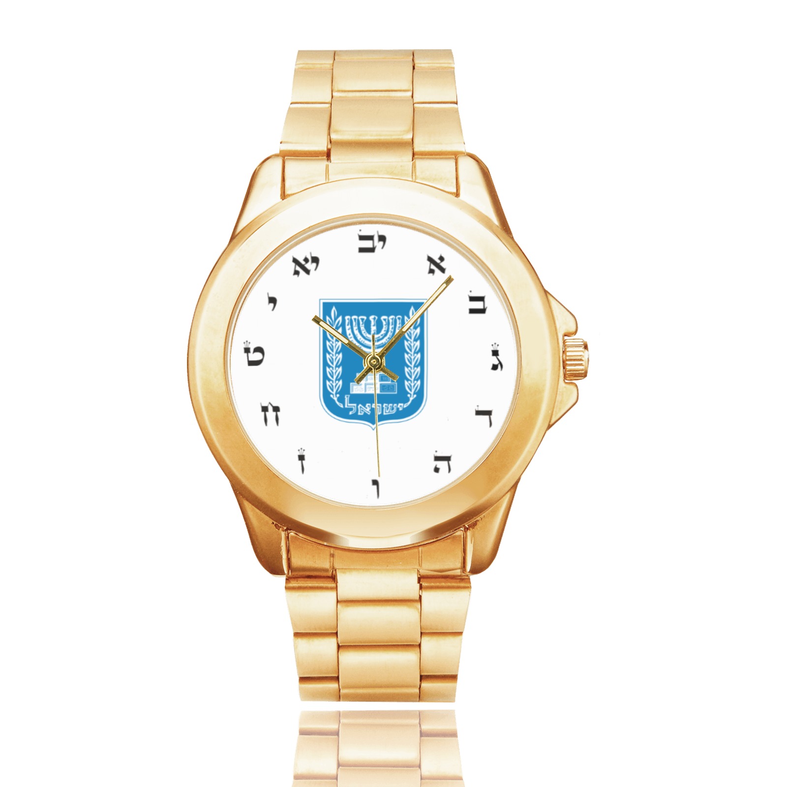 white hebrew letters for watches-Israel embleme Custom Gilt Watch(Model 101)