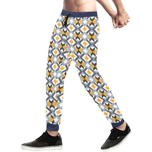 Retro Angles Abstract Geometric Pattern Men's All Over Print Sweatpants (Model L11)