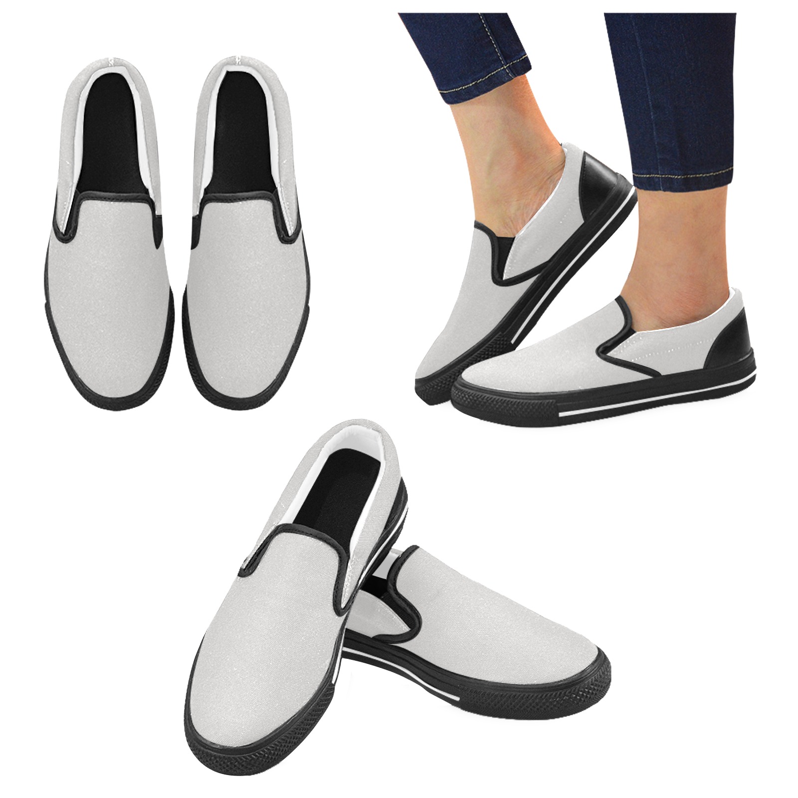 color platinum Men's Slip-on Canvas Shoes (Model 019)
