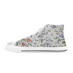 Flower Women's Classic High Top Canvas Shoes (Model 017)