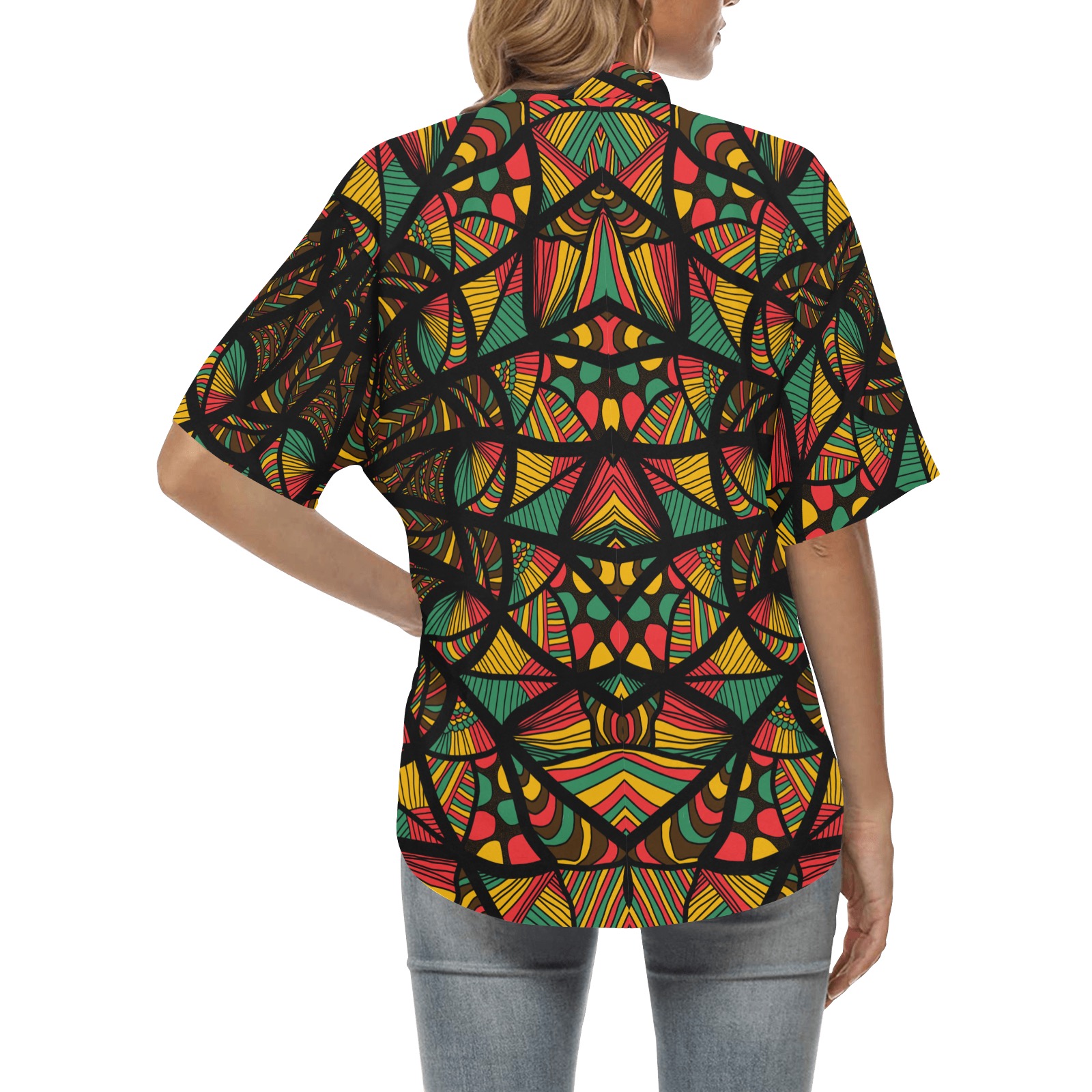 Ô Juneteenth Colors All Over Print Hawaiian Shirt for Women (Model T58)