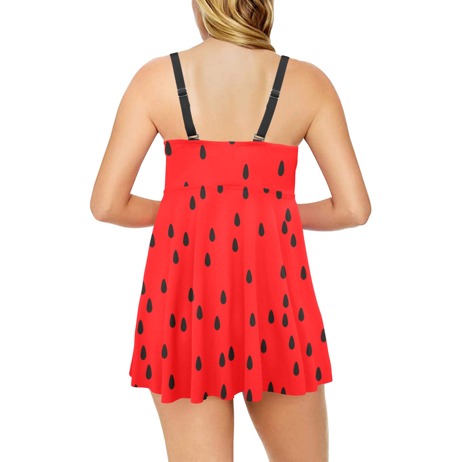 Watermelon Chest Pleat Swim Dress (Model S31)