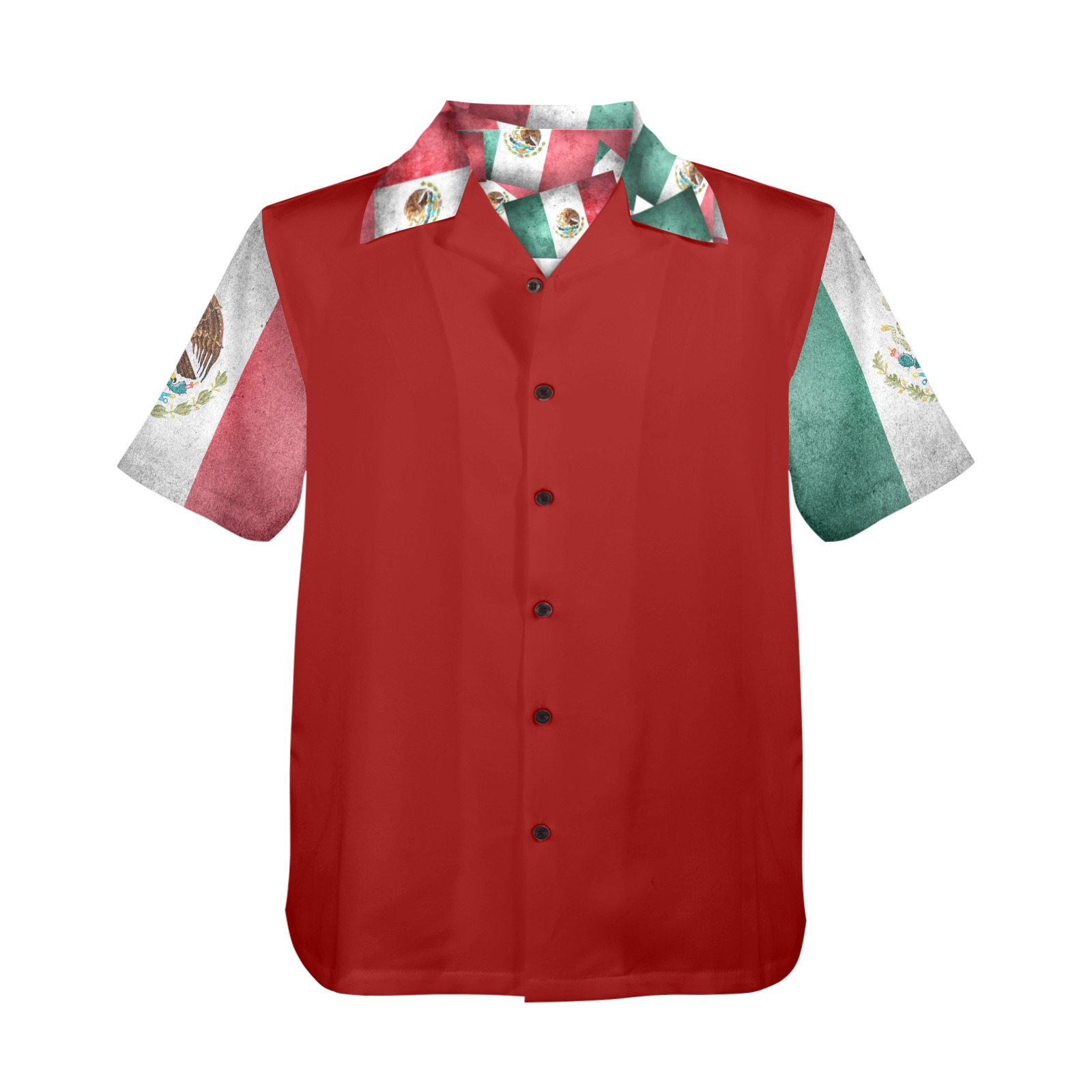 Mexican Flags on Red Men's All Over Print Hawaiian Shirt (Model T58)