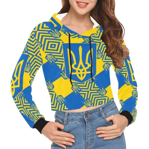 UKRAINE 2 All Over Print Crop Hoodie for Women (Model H22)