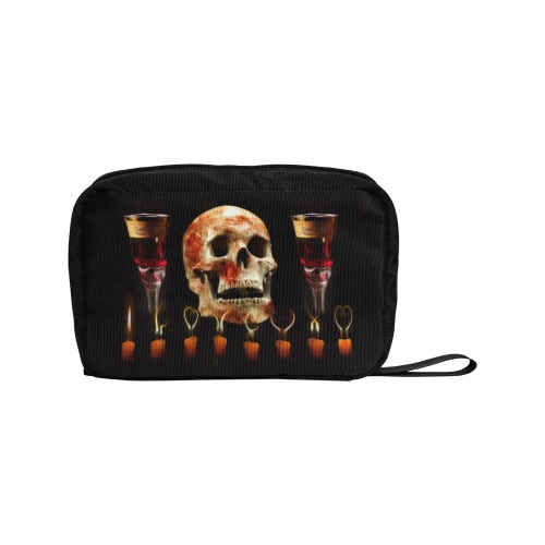 Gothic Skull Wine Candles Ritual Toiletry Bag with Hanging Hook (Model 1728)