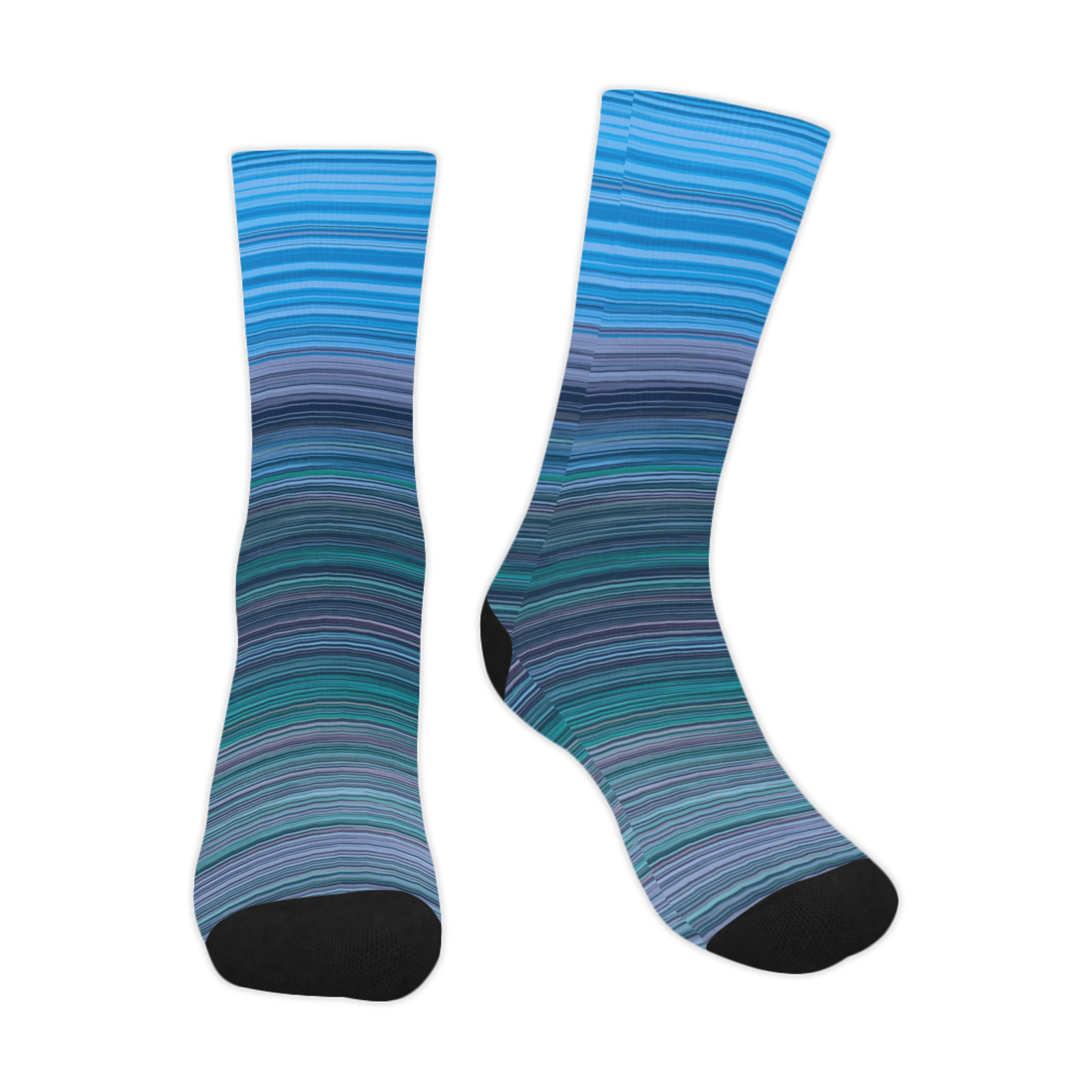 Abstract Blue Horizontal Stripes Trouser Socks (For Men)