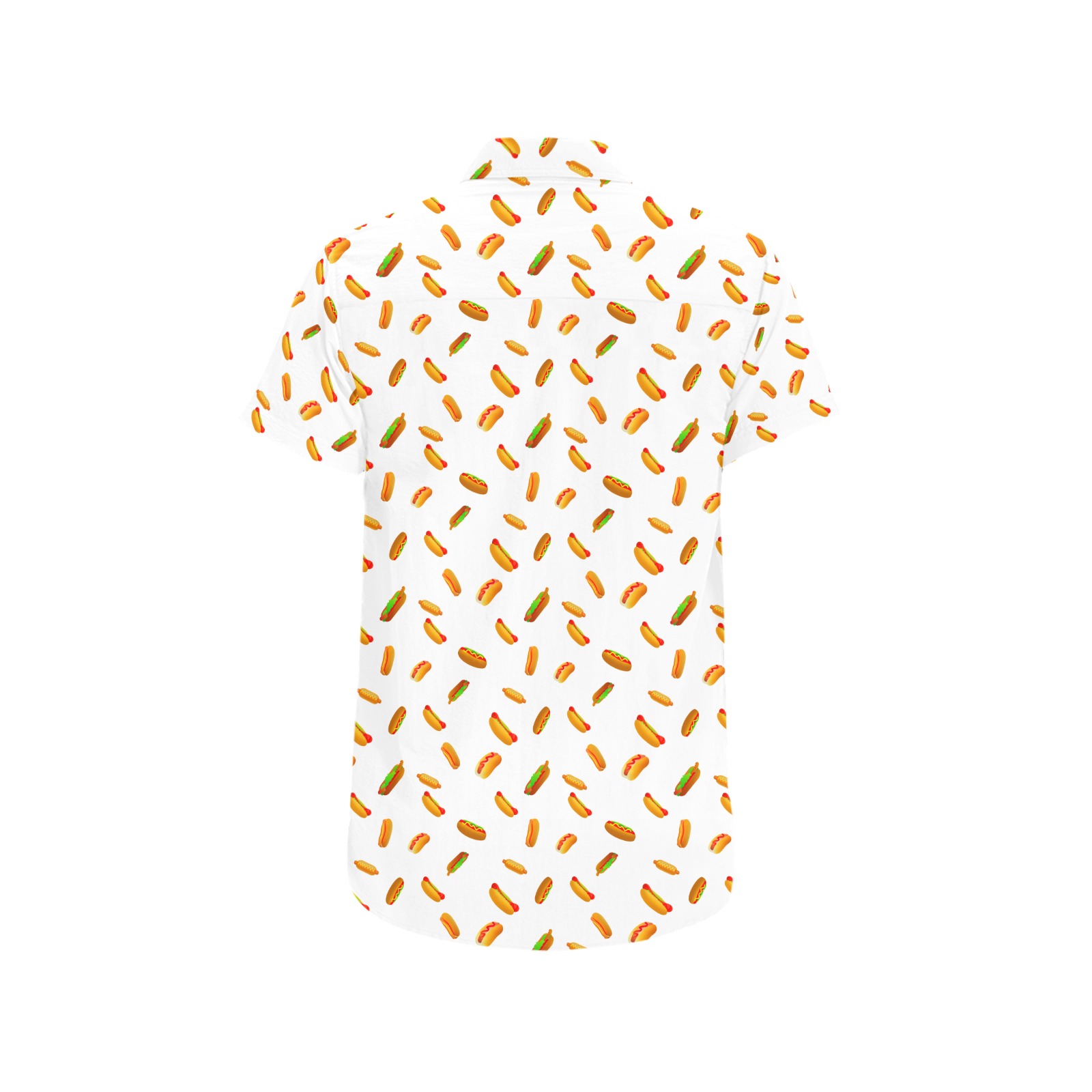Hot Dog Pattern on White Men's All Over Print Short Sleeve Shirt (Model T53)