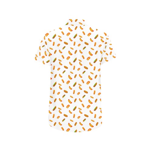 Hot Dog Pattern on White Men's All Over Print Short Sleeve Shirt (Model T53)