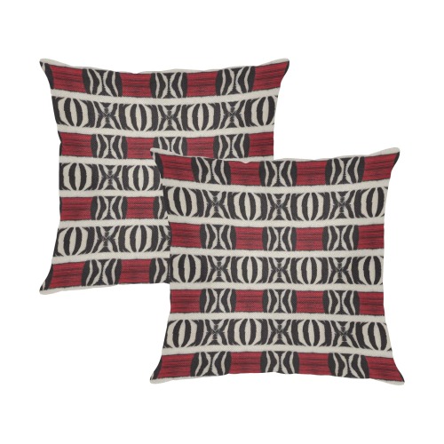 repeating pattern black and white zebra print with red Linen Zippered Pillowcase 18"x18"(One Side&Pack of 2)