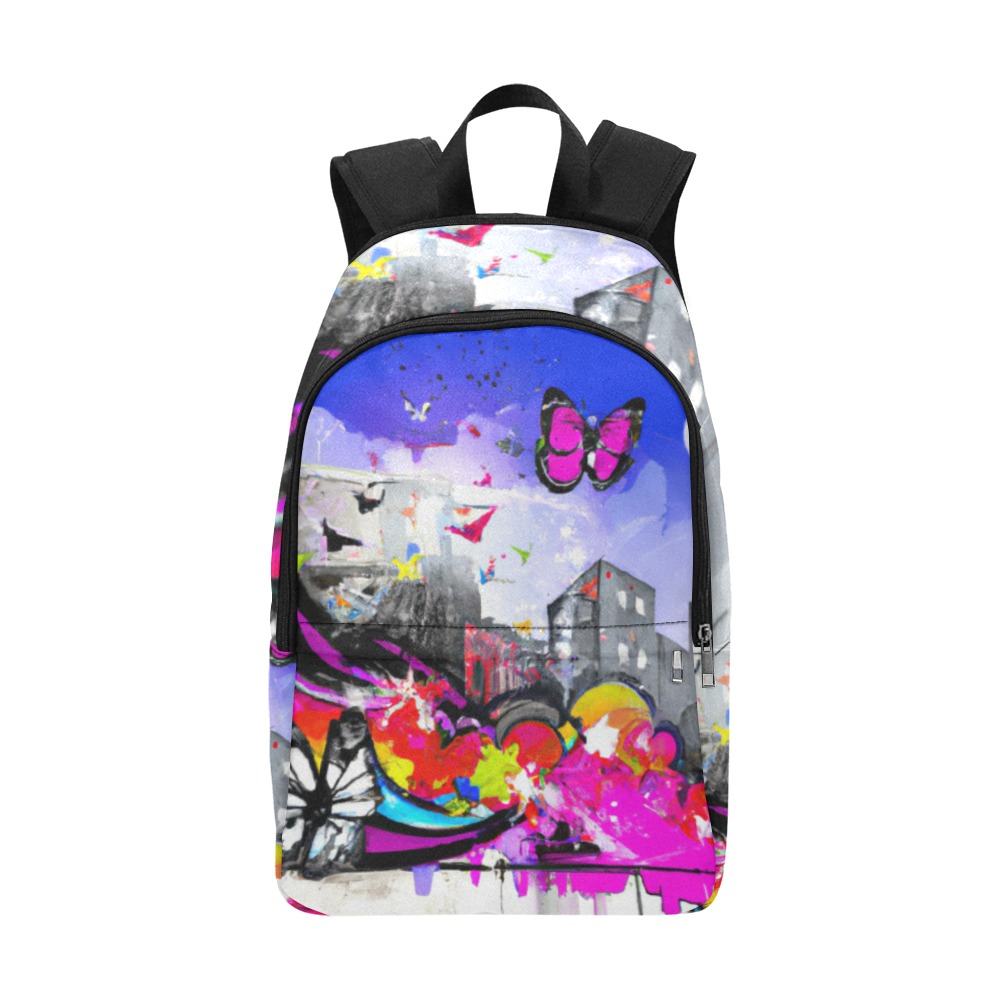 Butterflies City Scape Fabric Backpack for Adult (Model 1659)