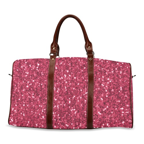 Magenta dark pink red faux sparkles glitter Waterproof Travel Bag/Small (Model 1639)