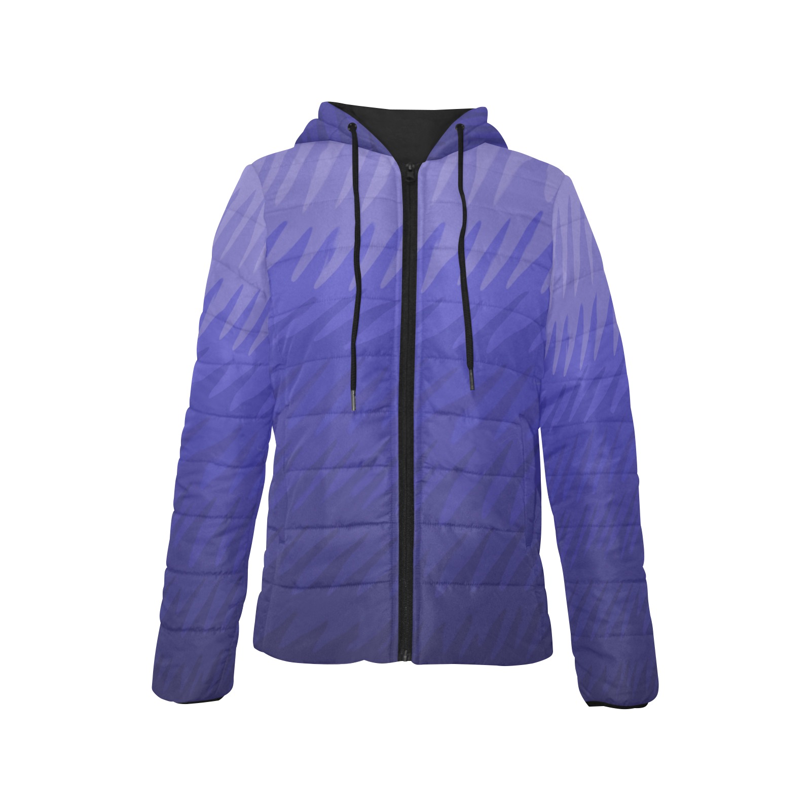dk blue wavespike Women's Padded Hooded Jacket (Model H46)