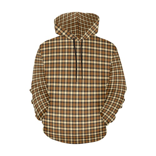 Autumn Brown Beige Plaid All Over Print Hoodie for Men (USA Size) (Model H13)