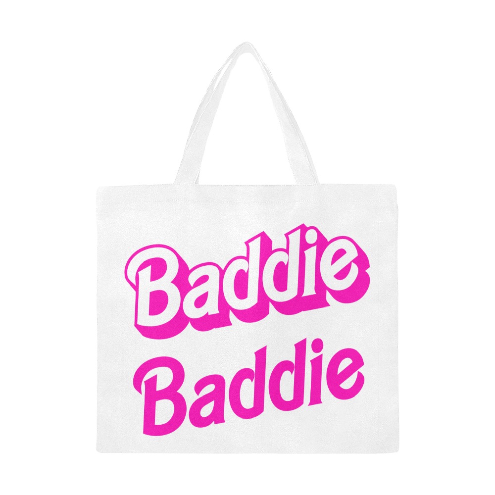 Baddie white tote Canvas Tote Bag/Large (Model 1702)