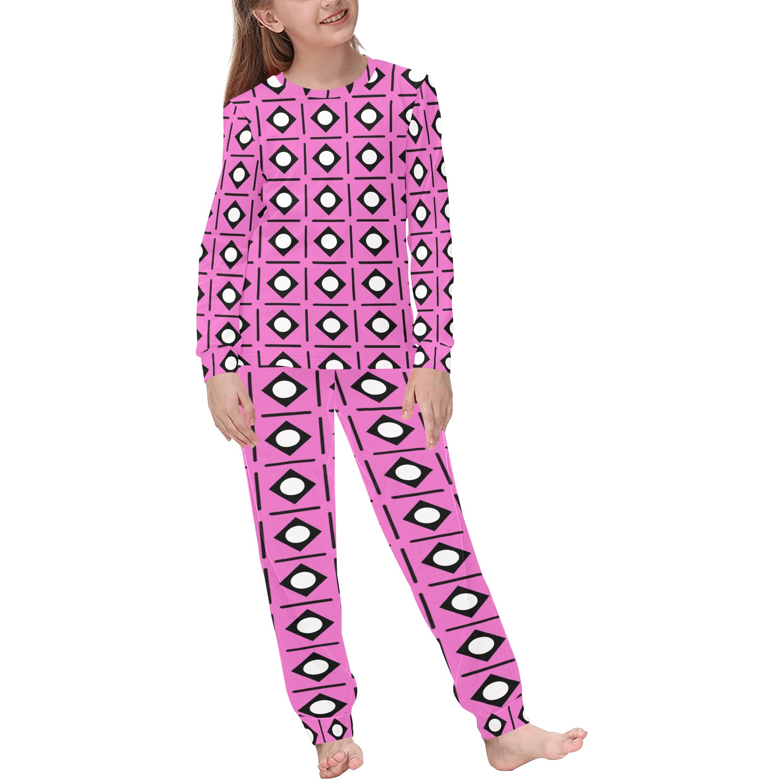 lsquarelinepnk Kids' All Over Print Pajama Set