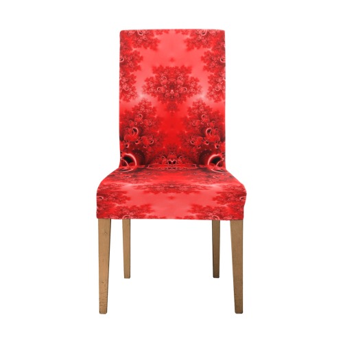 Fiery Red Rose Garden Frost Fractal Chair Cover (Pack of 4)