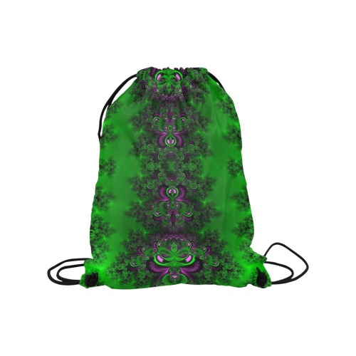 Early Summer Green Frost Fractal Medium Drawstring Bag Model 1604 (Twin Sides) 13.8"(W) * 18.1"(H)