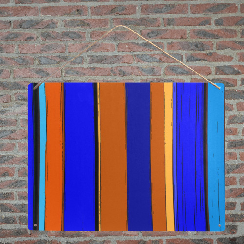 Abstract Blue And Orange 930 Metal Tin Sign 12"x8"