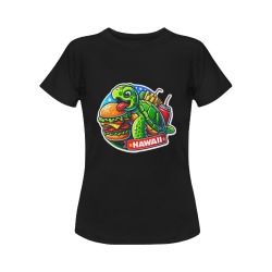 GREEN SEA TURTLE EATING BURGER 3 Women's Classic T-Shirt (Model T17）