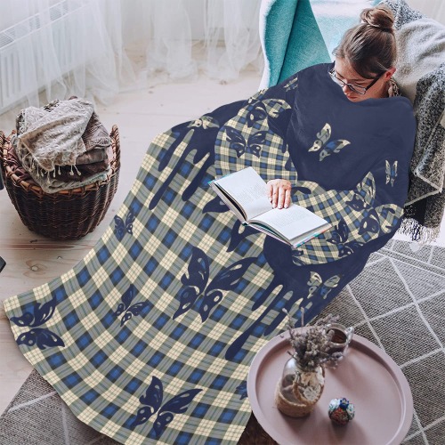 Animals Nature - Splashes Tattoos with Butterflies Blanket Robe with Sleeves for Adults