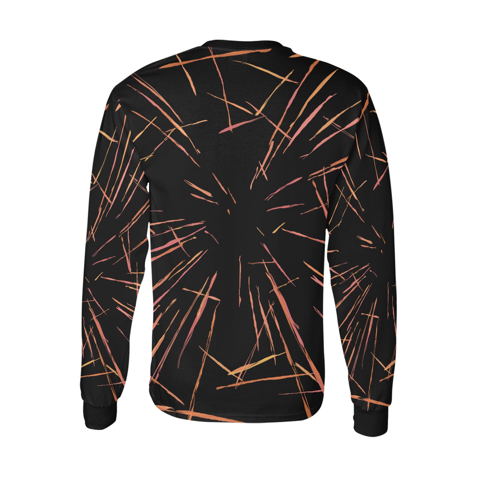Dynamic Orange Lines on Black Men's All Over Print Long Sleeve T-shirt (Model T51)