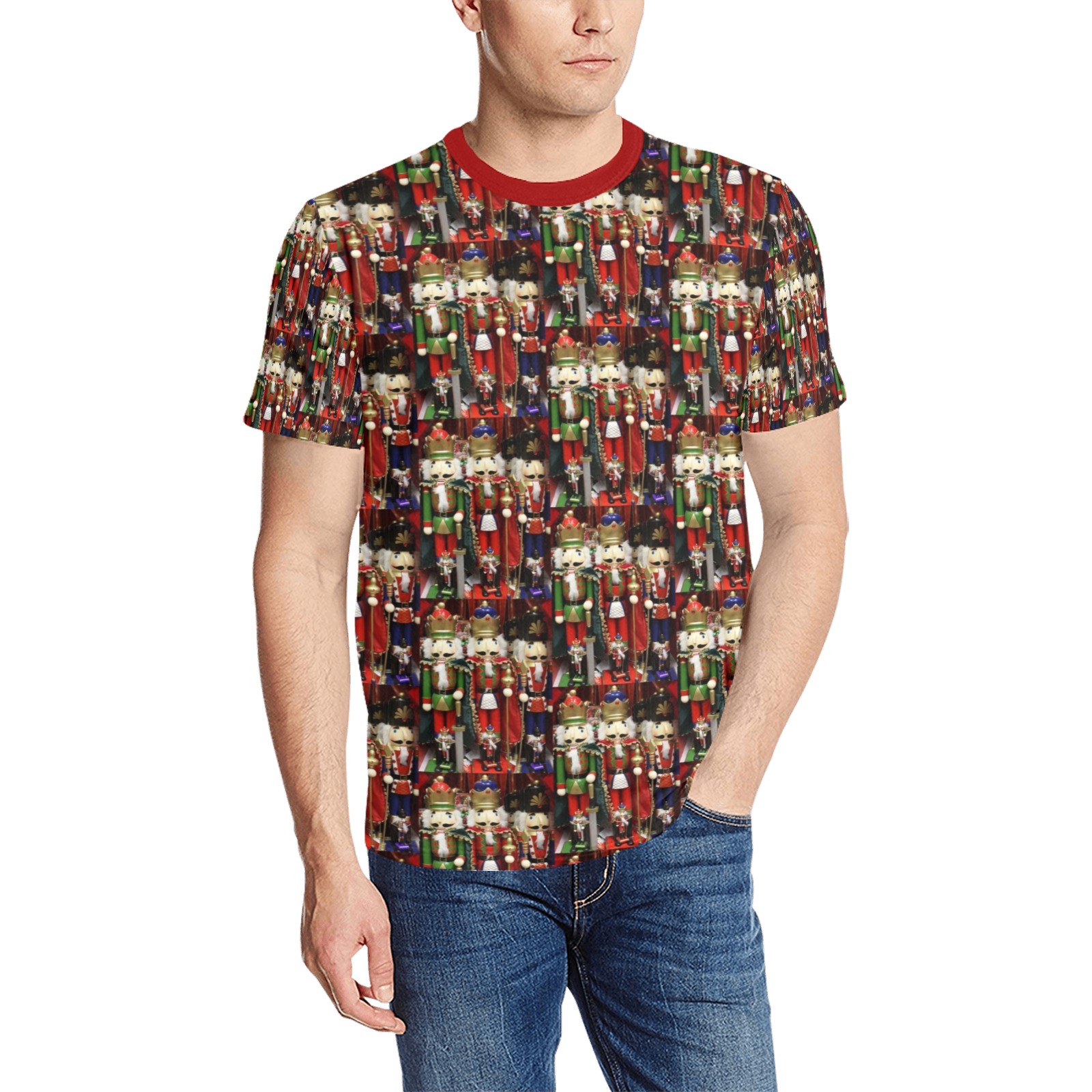 Christmas Nut Cracker Soldiers Men's All Over Print T-Shirt (Solid Color Neck) (Model T63)