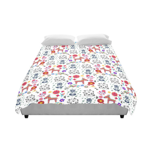 Alpaca Pinata With Blue House and Flowers Pattern Duvet Cover 86"x70" ( All-over-print)