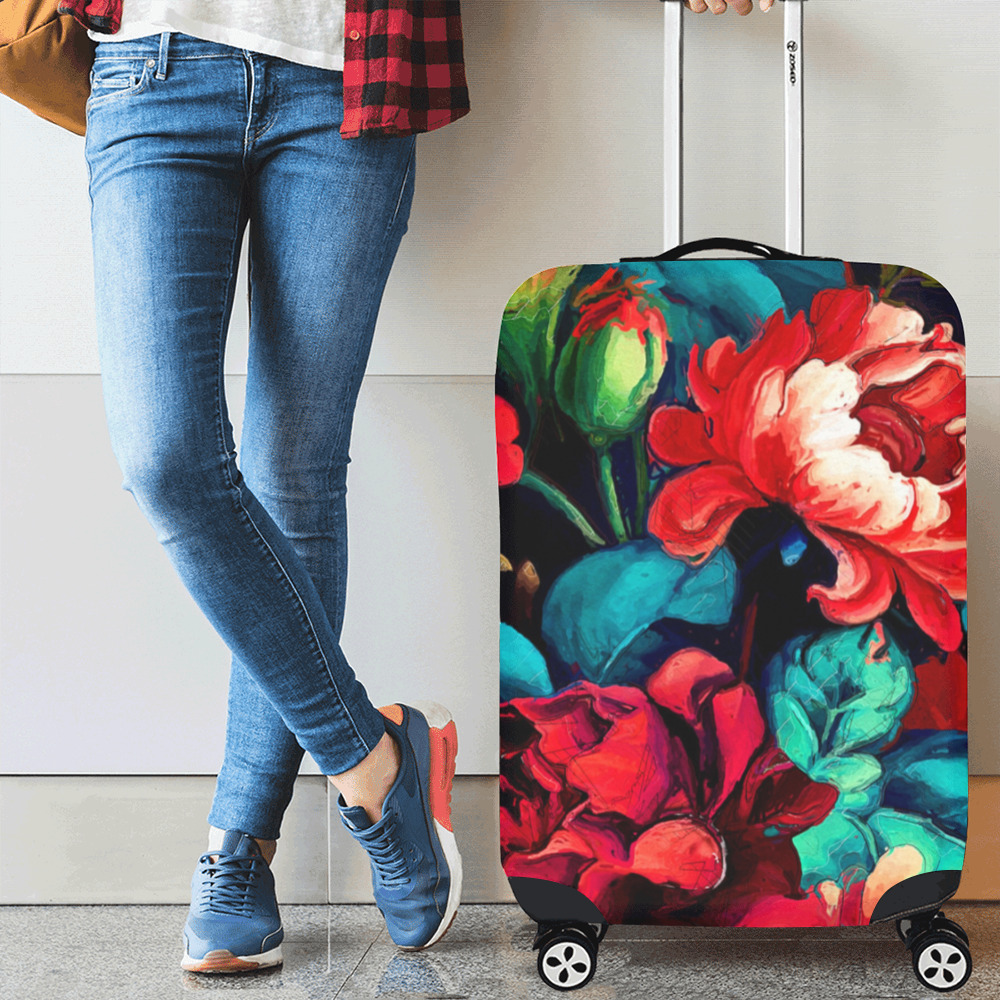 flowers botanic art (6) luggage cover Luggage Cover/Medium 22"-25"