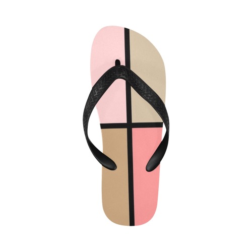 Seashell Pink and Brown Squares Flip Flops for Men/Women (Model 040)