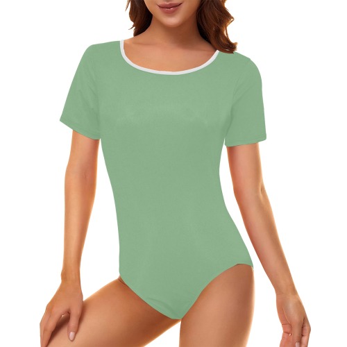 color dark sea green Women's Short Sleeve Bodysuit