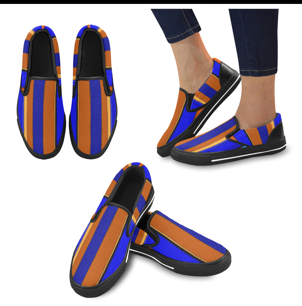 Abstract Blue And Orange 930 Women's Slip-on Canvas Shoes (Model 019)