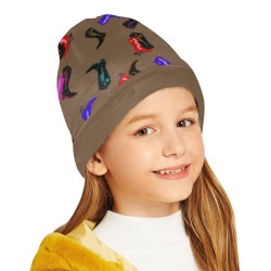 Colorful Cowboy Boots on Brown All Over Print Beanie for Kids