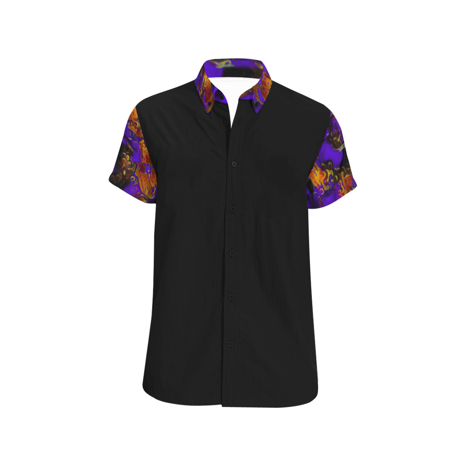 Burning Cinders (cobaltic cinders) - red orange blue gold abstract swirls Men's All Over Print Short Sleeve Shirt (Model T53)