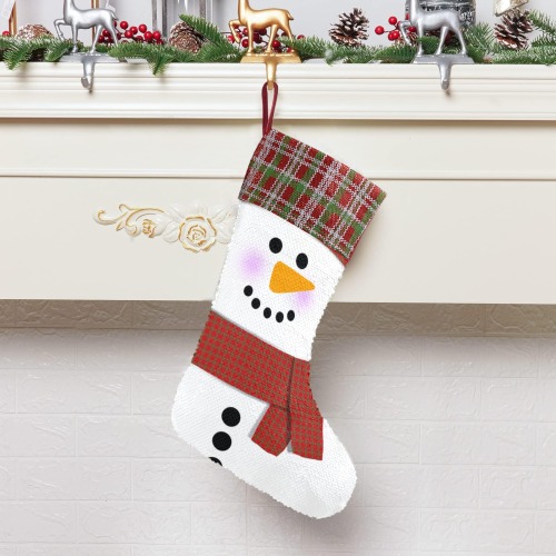 Snowman Sequin Christmas Stocking