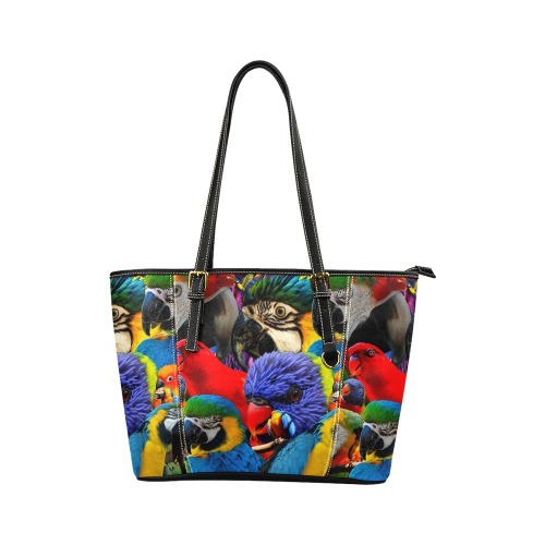 PARROTS Leather Tote Bag/Small (Model 1640)